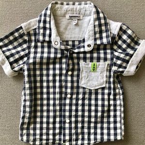 3Pommes Check Button Down Shirt 6-9mo
